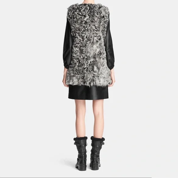 Coach Gray Curly Mongolian Sheep Shearling Vest - Picture 5 of 9